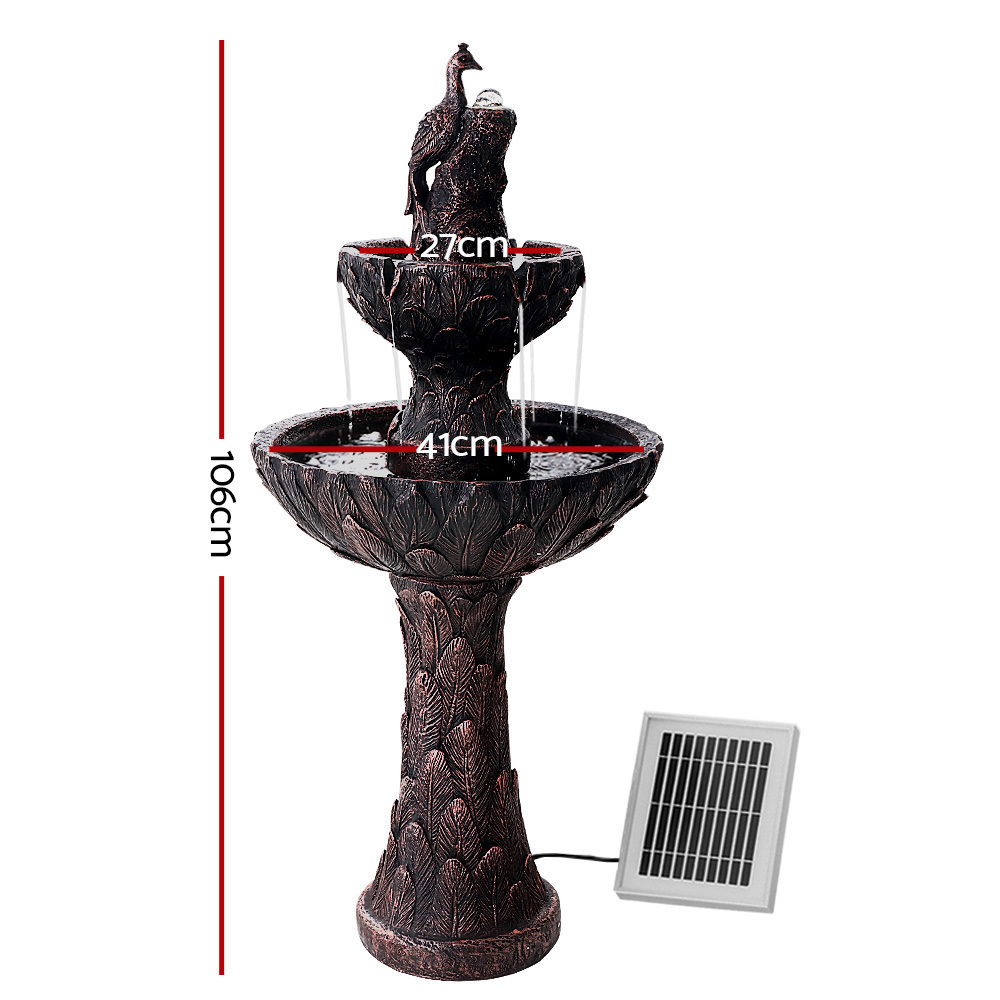 Gardeon Peacock Solar Water Feature Bird Bath Fountain 106CM view 2