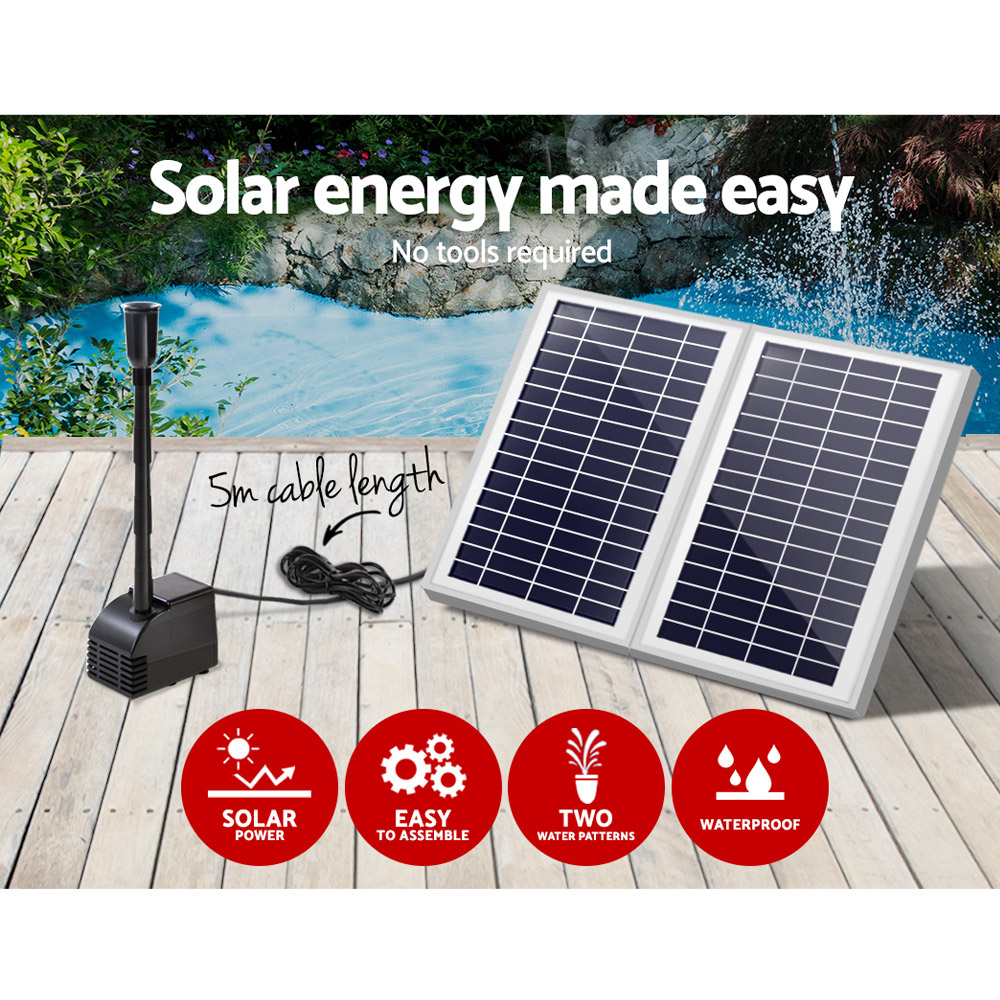 Gardeon Solar Pond Pump Kit 2 Panels 7.2ft High view 4