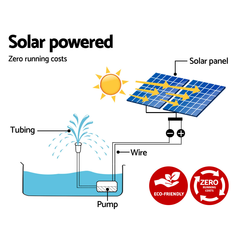 Gardeon Solar Pond Pump Kit 2 Panels 7.2ft High view 5