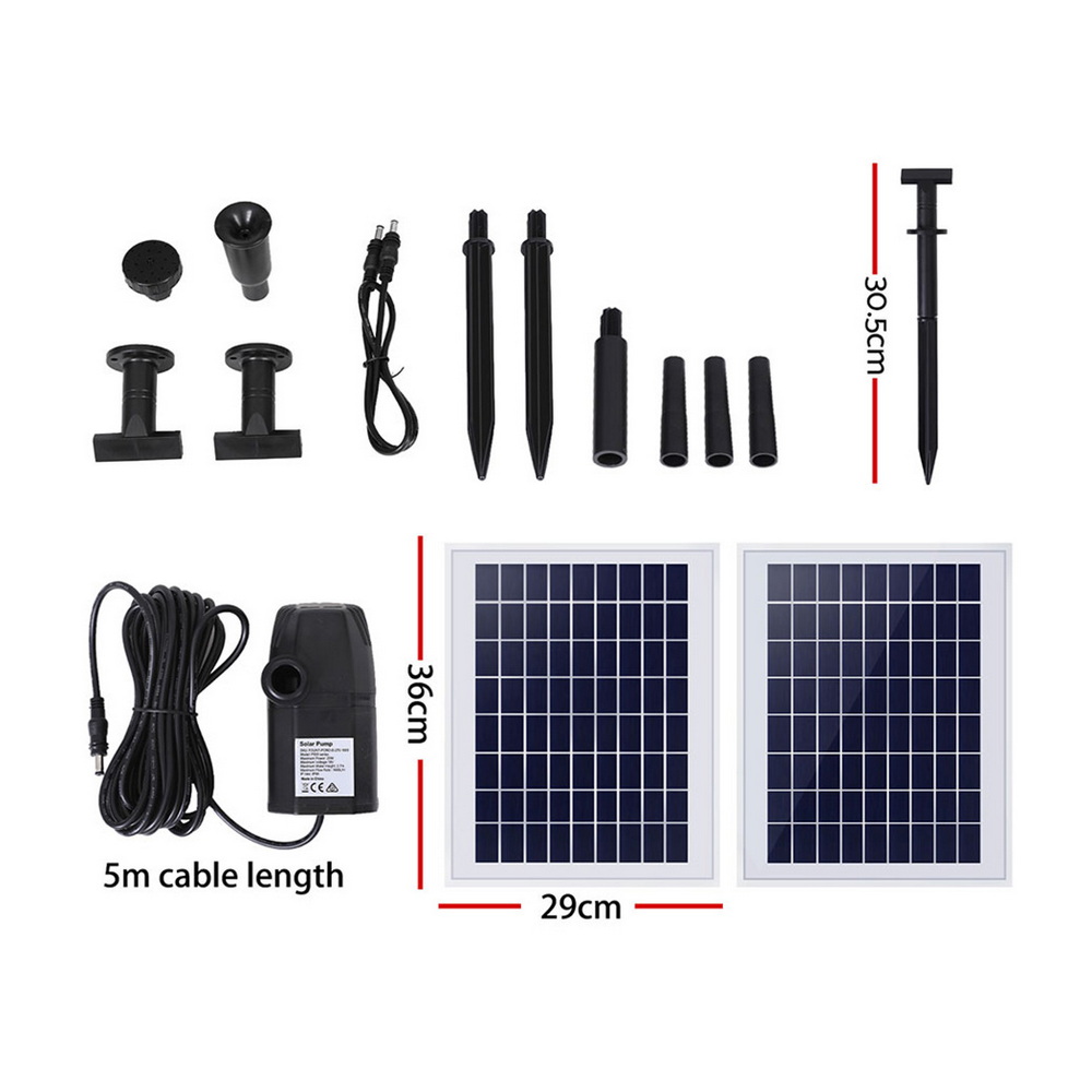 Gardeon Solar Pond Pump Kit with 2 Panels 1600L/H view 2