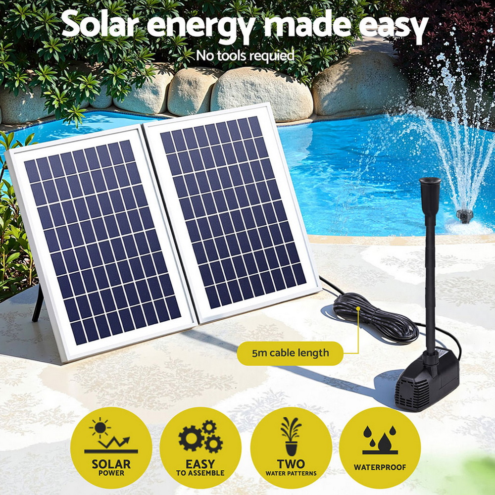 Gardeon Solar Pond Pump Kit with 2 Panels 1600L/H view 4