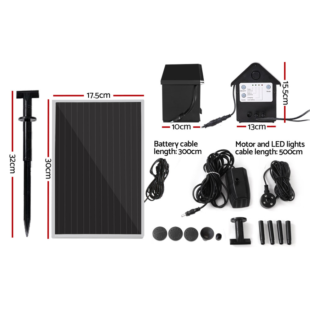Gardeon Solar Pond Pump Submersible Fountain with Battery Kit view 2