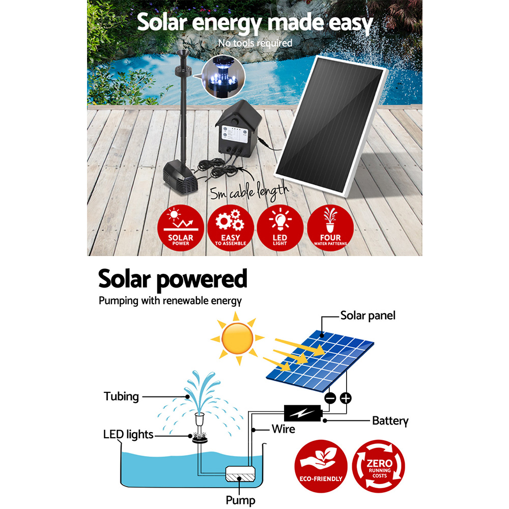 Gardeon Solar Pond Pump Submersible Fountain with Battery Kit view 4