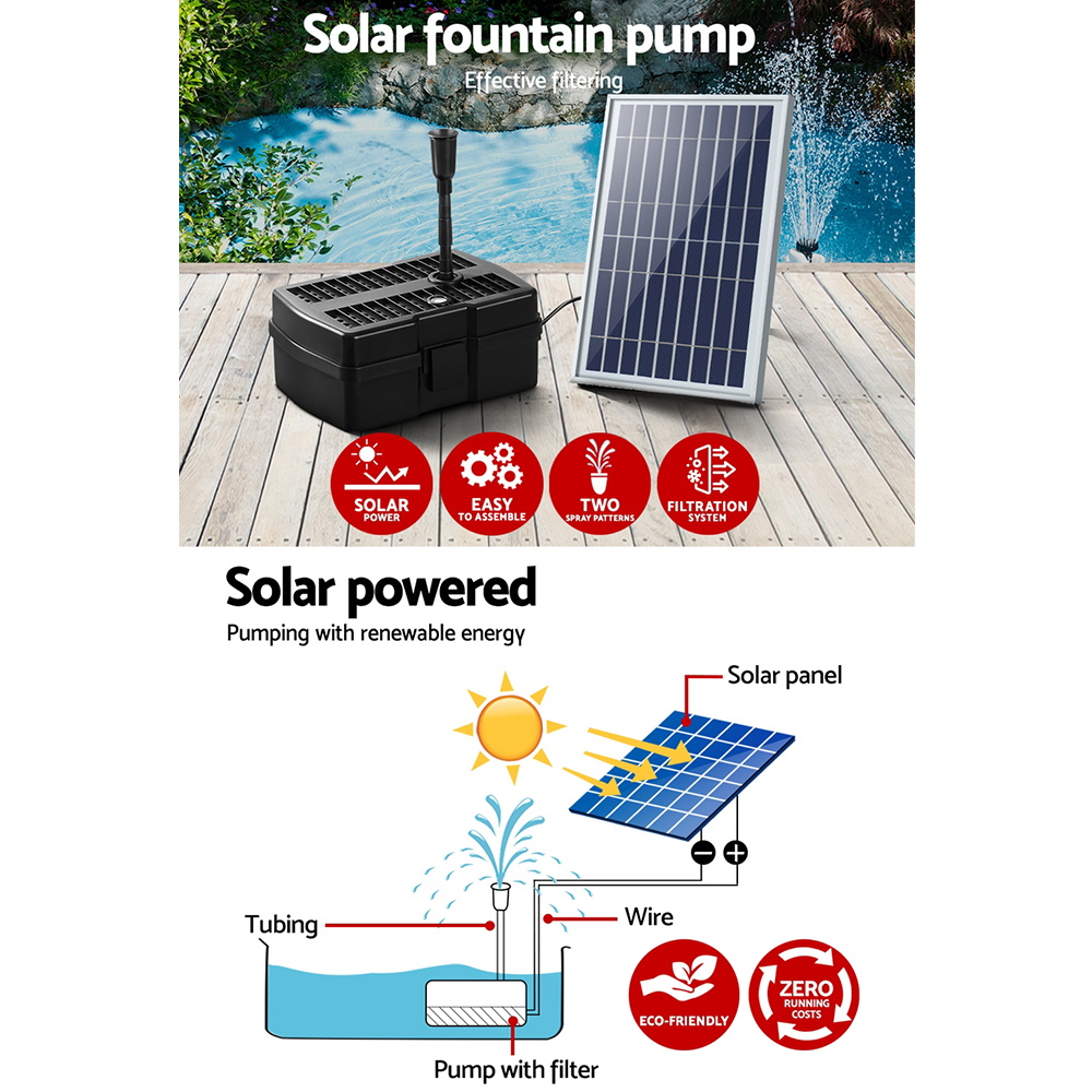 Gardeon Solar Pond Pump with Filter Box for Pools 6.6FT view 4