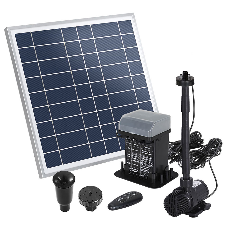 Gardeon Solar Pond Pump with LED Battery Kit 9.8FT
