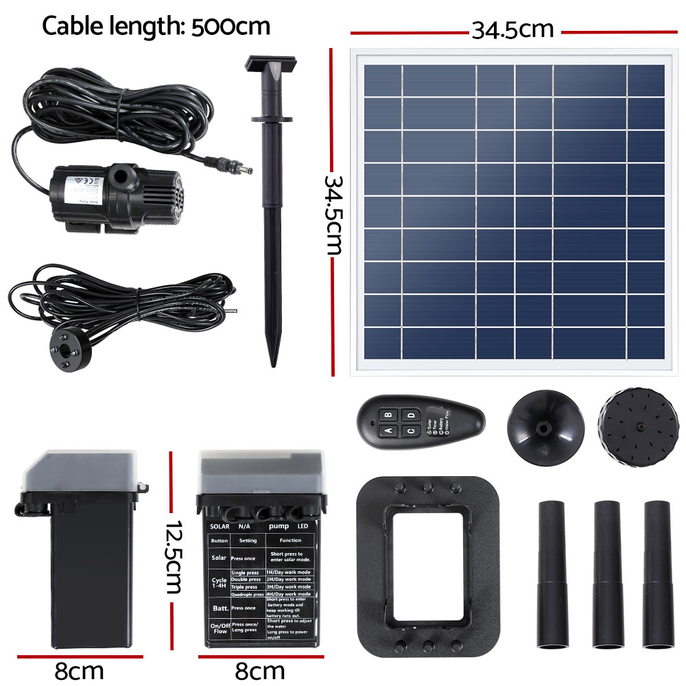 Gardeon Solar Pond Pump with LED Battery Kit 9.8FT view 2