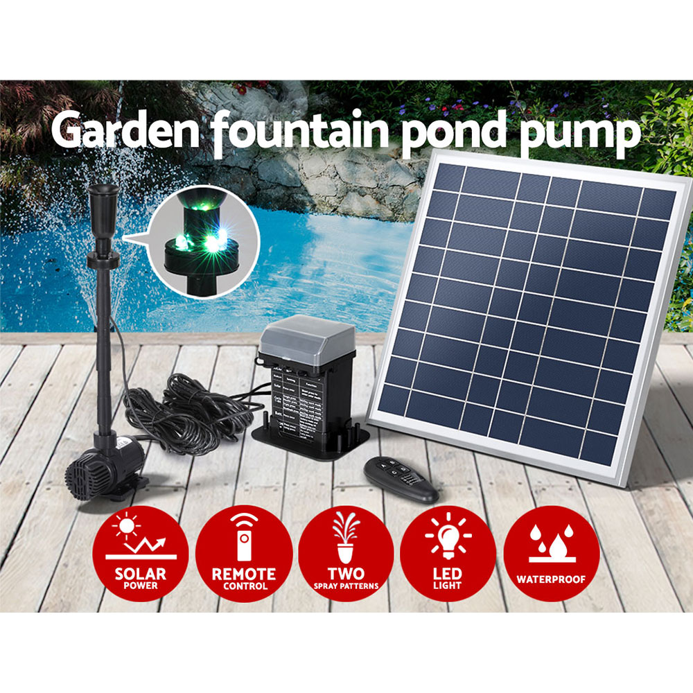 Gardeon Solar Pond Pump with LED Battery Kit 9.8FT view 4