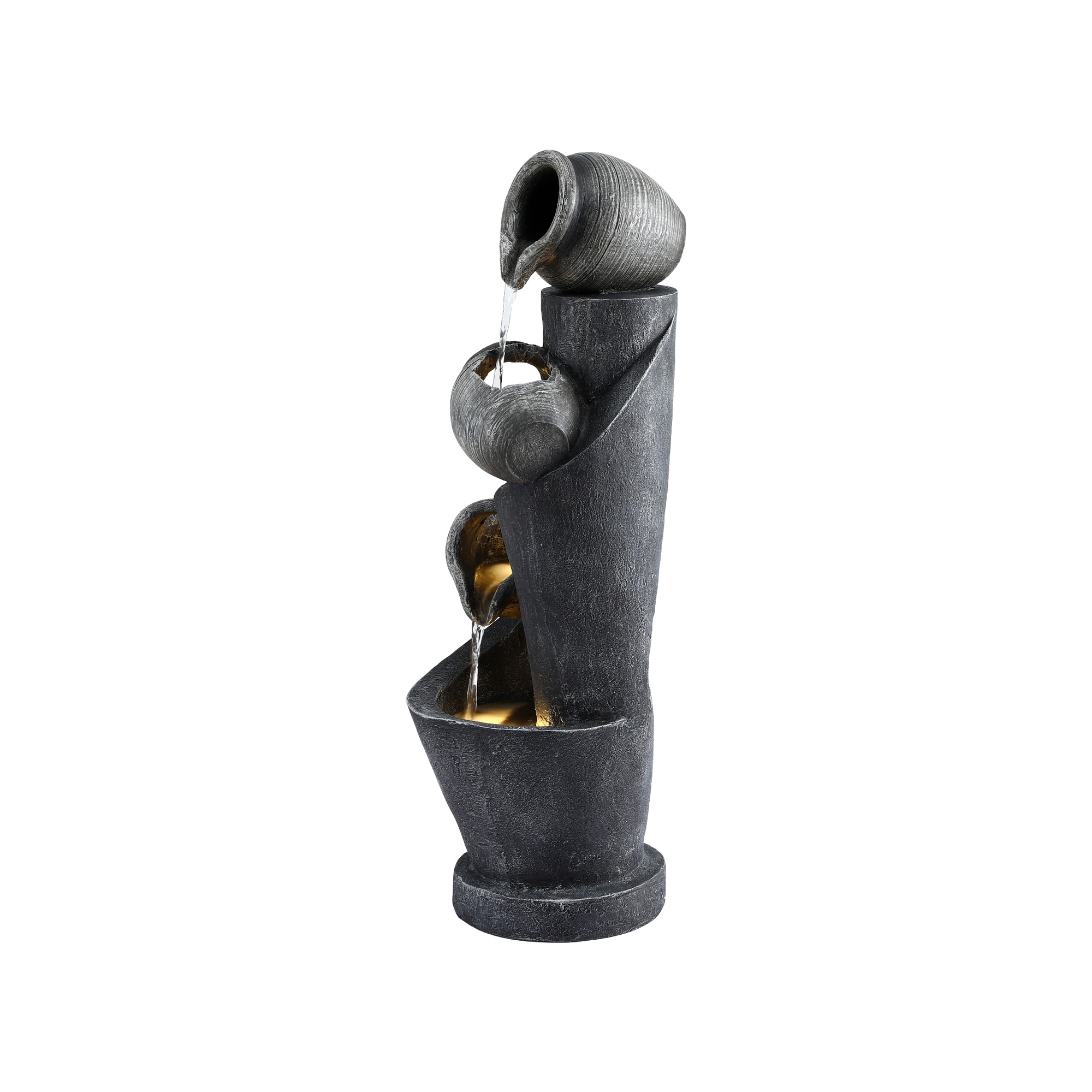 Gardeon 3-Tier Cascading Fountain LED Lights 80cm Grey view 3