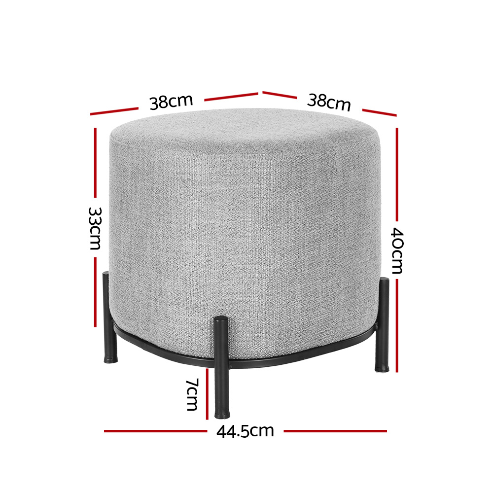 Artiss Ottoman Foot Stool Square Linen Grey view 2