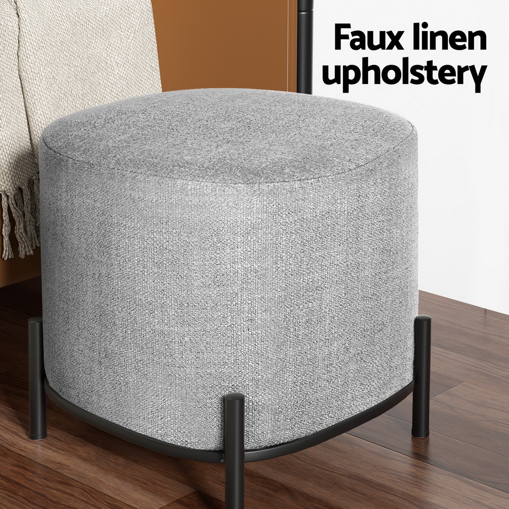 Artiss Ottoman Foot Stool Square Linen Grey view 5