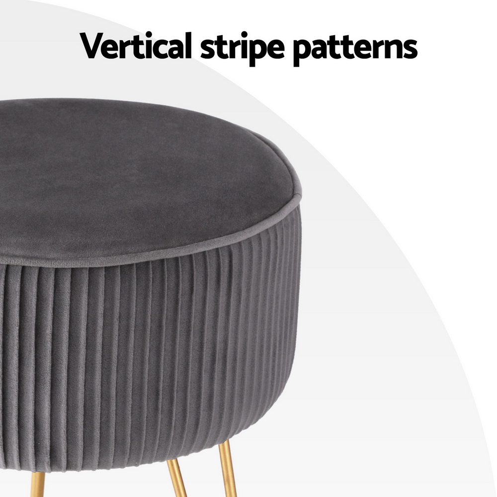 Artiss Round Velvet Ottoman Foot Stool Vanity view 5