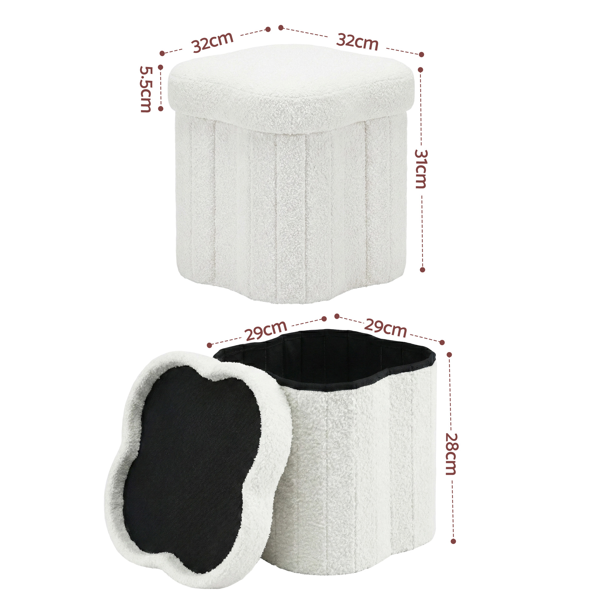 Artiss Storage Foot Stool Foldable in 2 Colours view 2