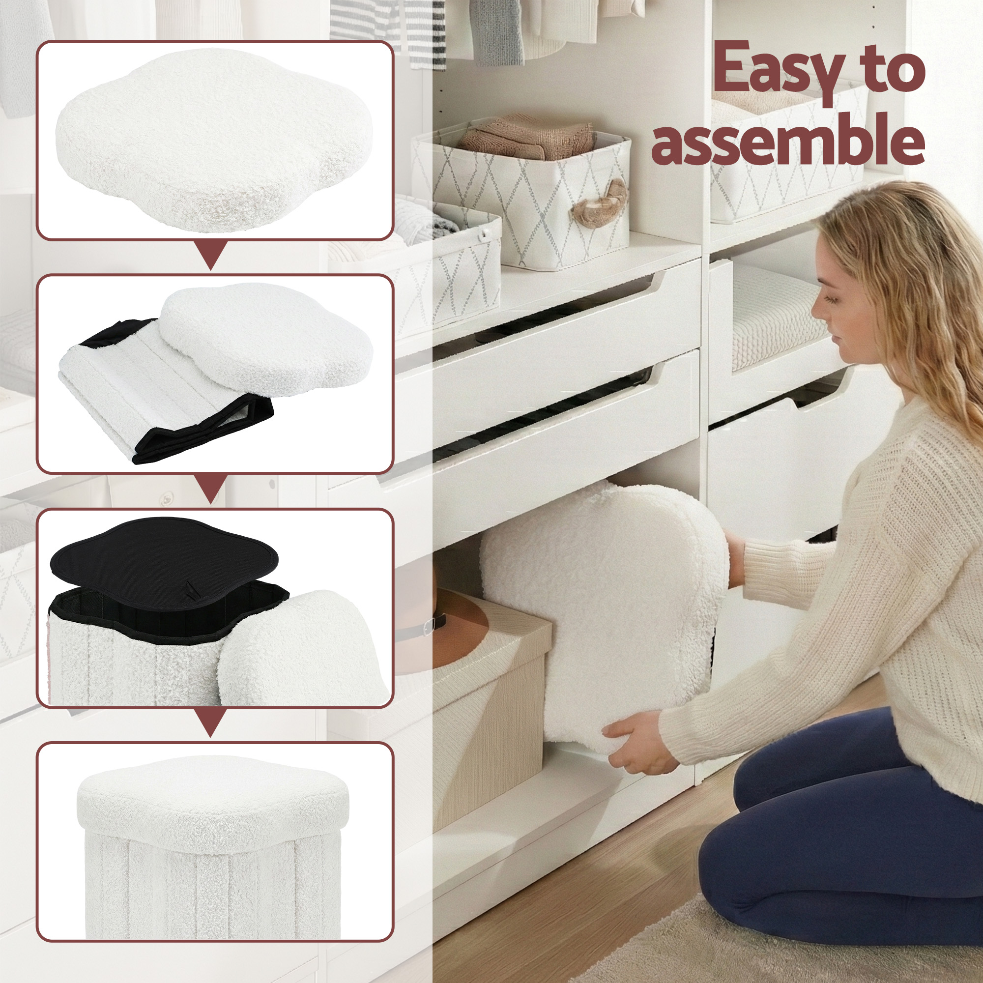 Artiss Storage Foot Stool Foldable in 2 Colours view 4