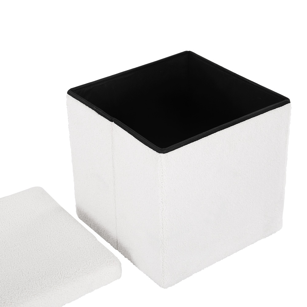 Artiss Ottoman Storage Foot Stool Vanity Square Teddy view 3