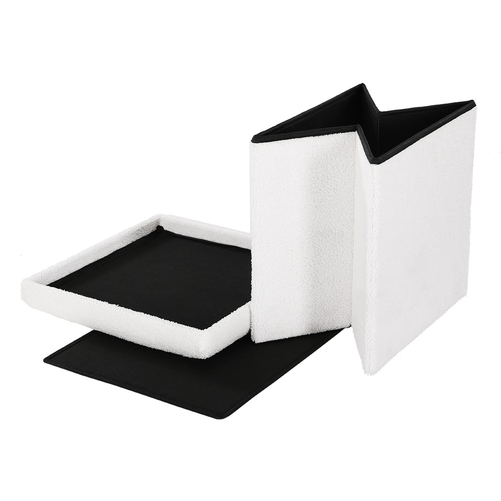 Artiss Ottoman Storage Foot Stool Vanity Square Teddy view 4
