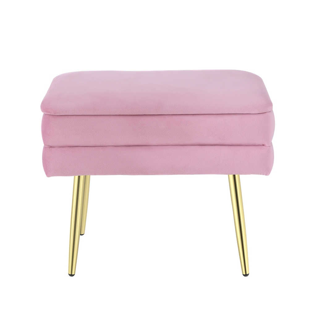 Artiss Ottoman Storage Foot Stool Vanity Velvet Pink view 3