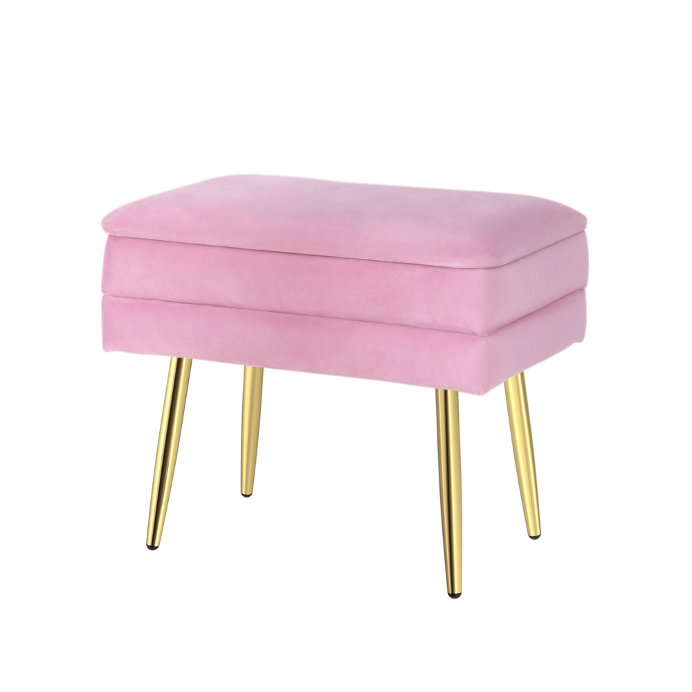 Artiss Ottoman Storage Foot Stool Vanity Velvet Pink view 5