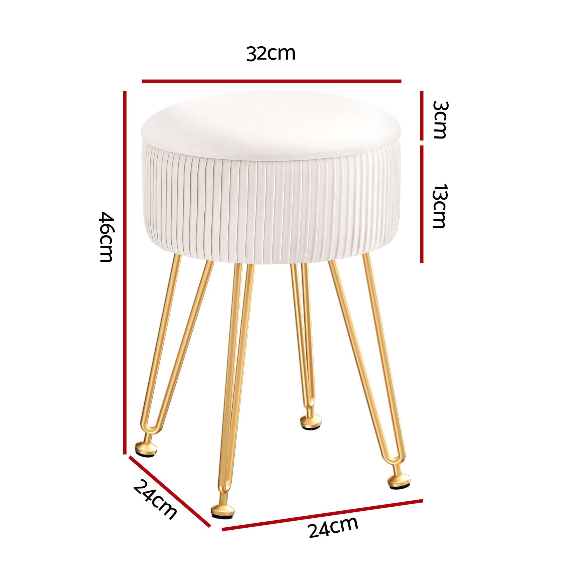 Artiss Round Velvet Ottoman Storage Foot Stool Vanity view 2