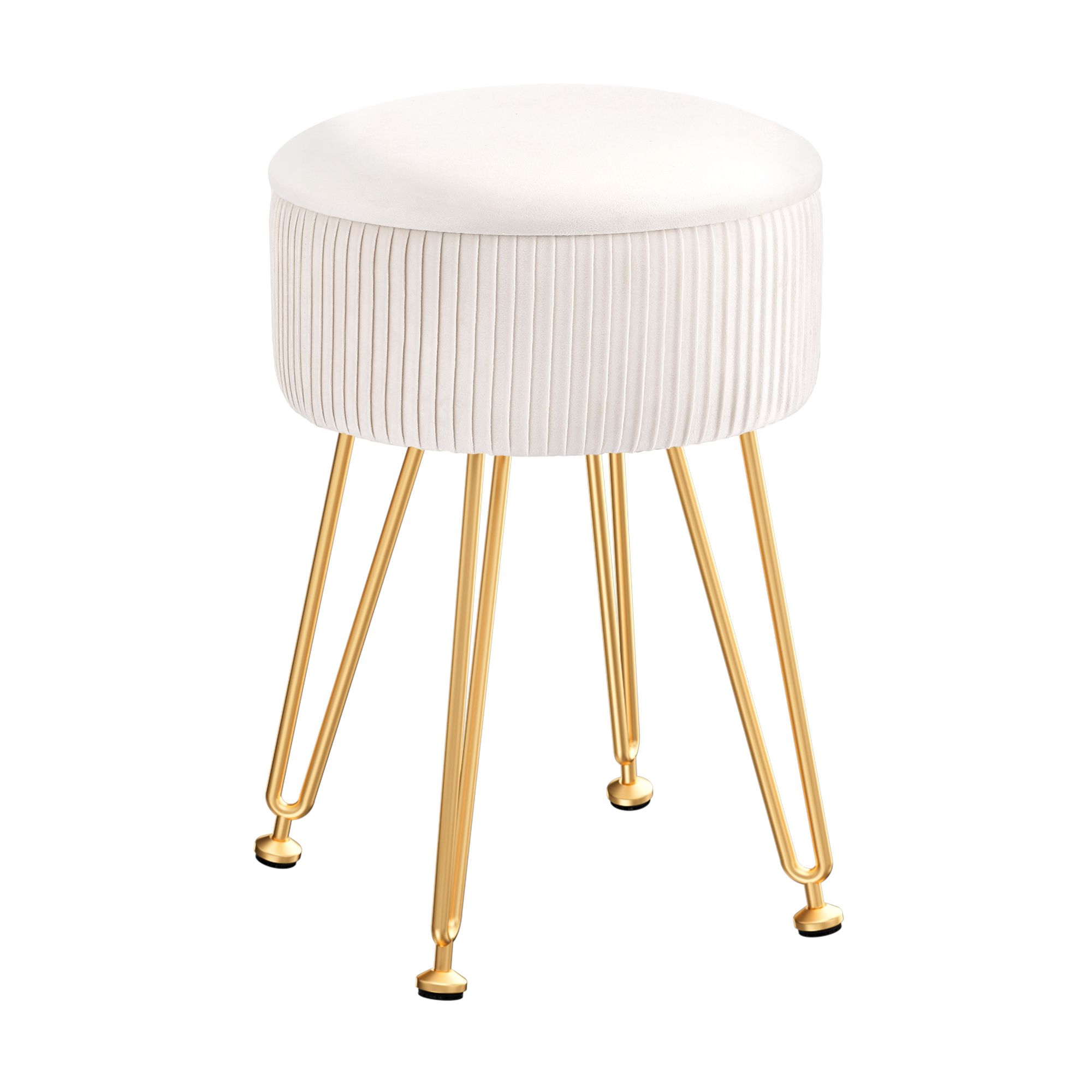 Artiss Round Velvet Ottoman Storage Foot Stool Vanity view 3