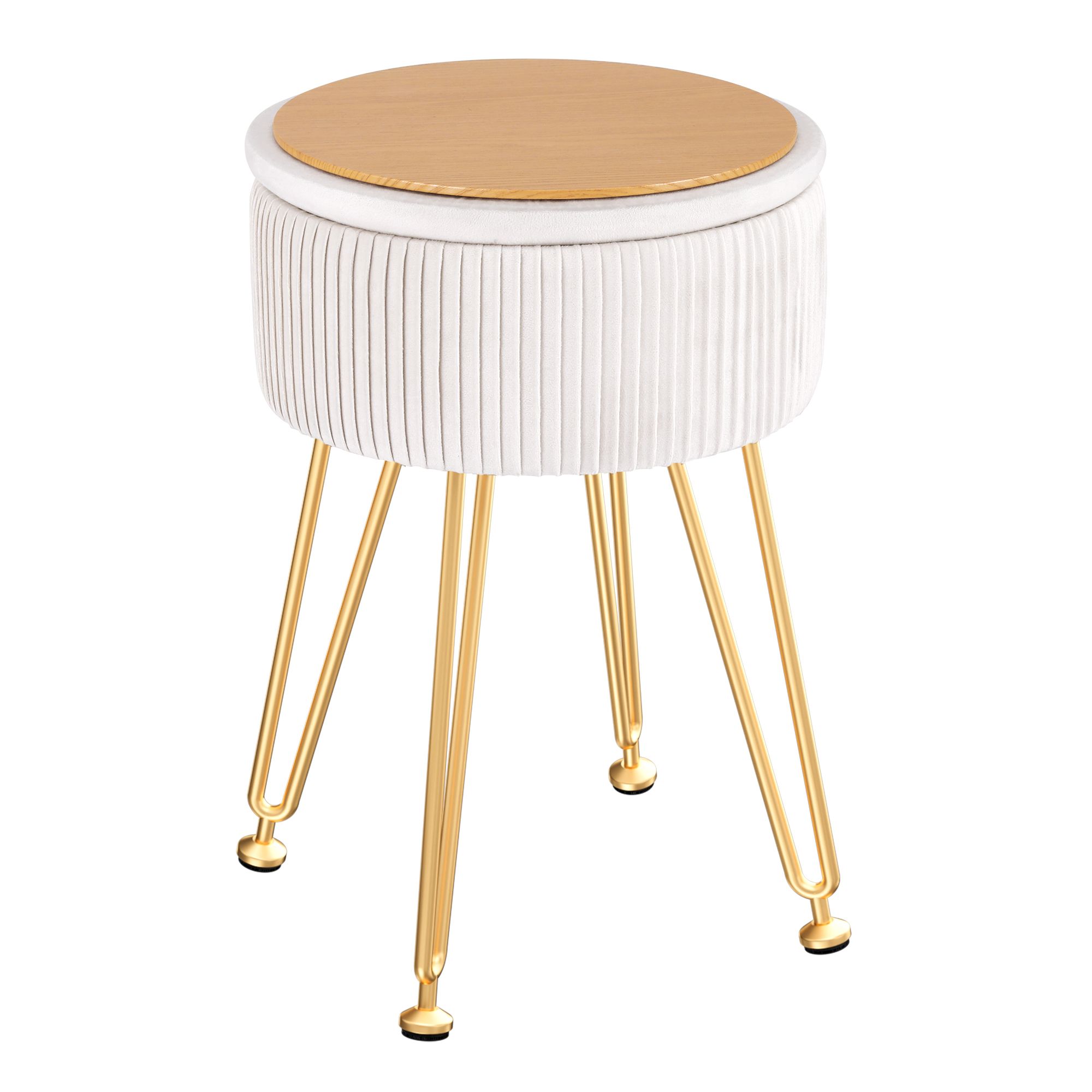 Artiss Round Velvet Ottoman Storage Foot Stool Vanity view 4