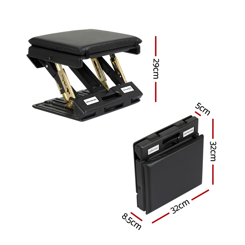 Artiss Foot Rest Stool Office Under Desk Folding Black view 2
