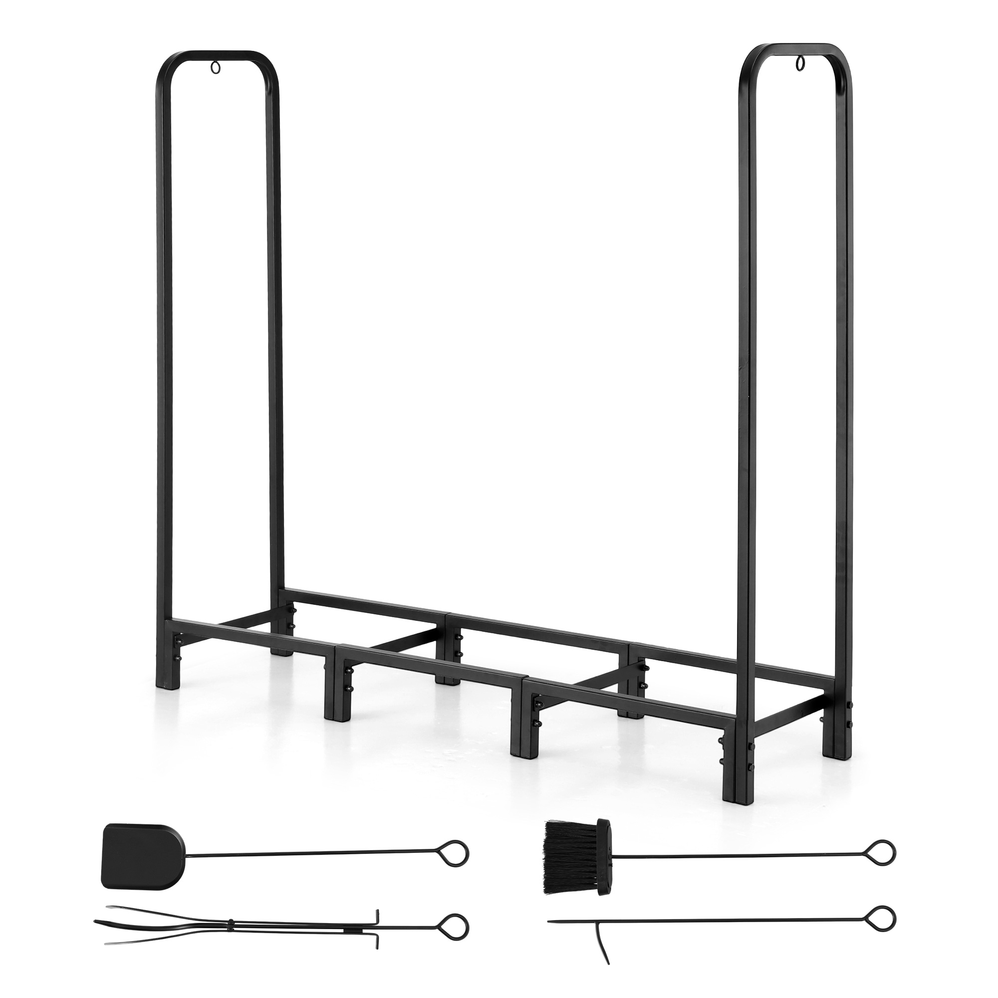 Gardeon 120cm Firewood Rack with Fireplace Tools Black