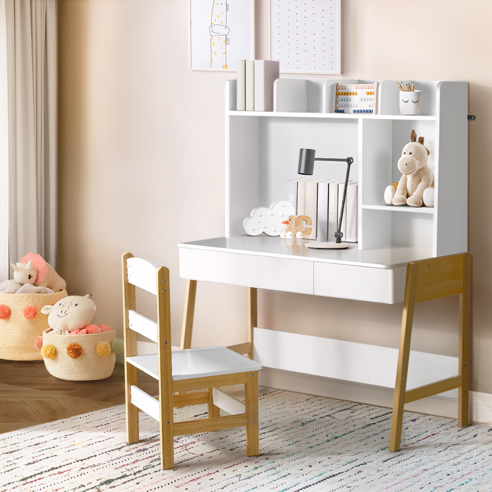 Keezi Kids Table and Chairs Set with Storage Desk Drawer