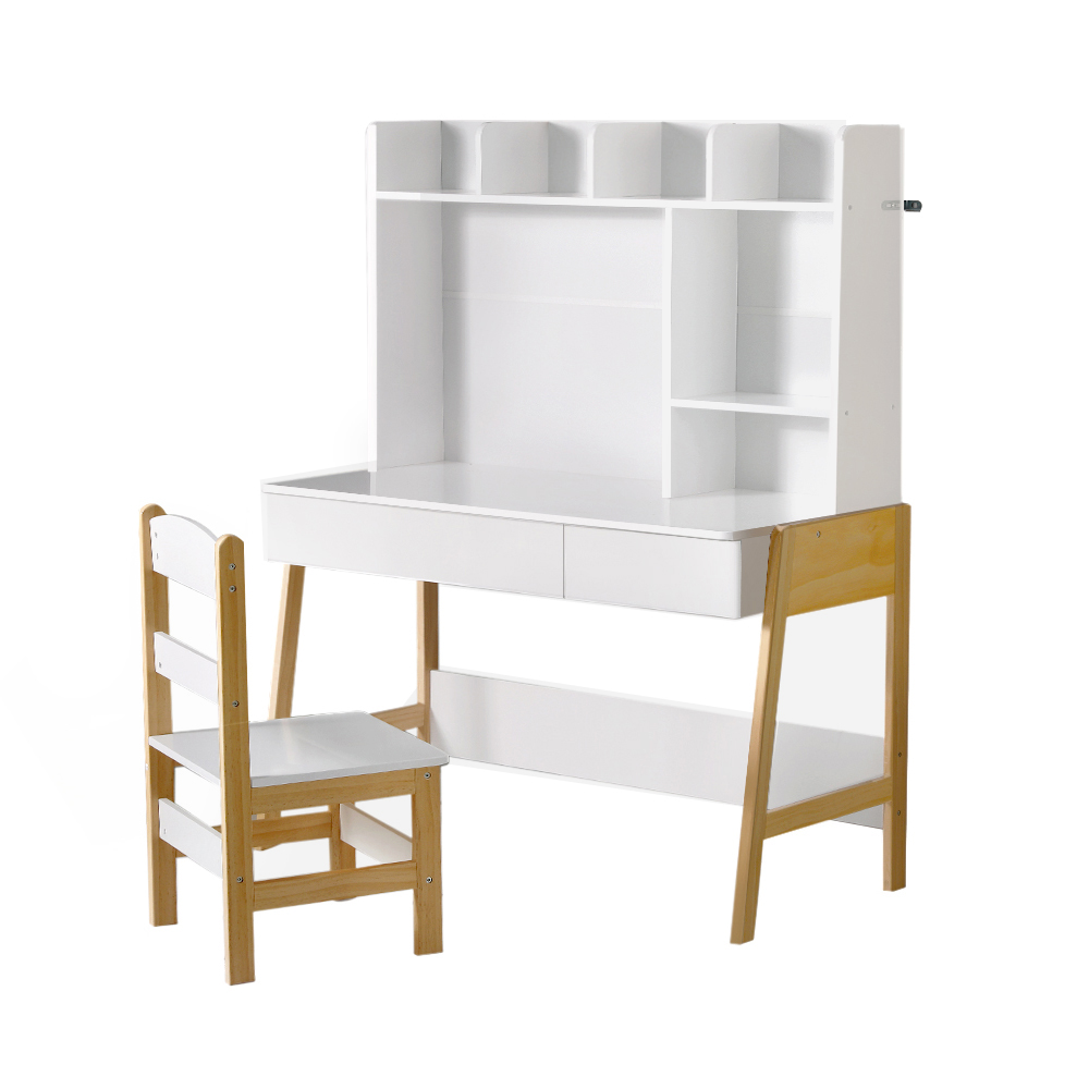 Keezi Kids Table and Chairs Set with Storage Desk Drawer view 3