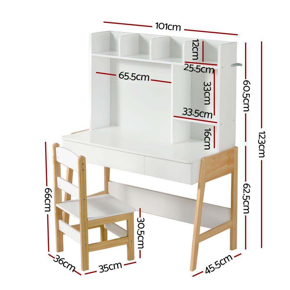 Keezi Kids Table and Chairs Set with Storage Desk Drawer view 4