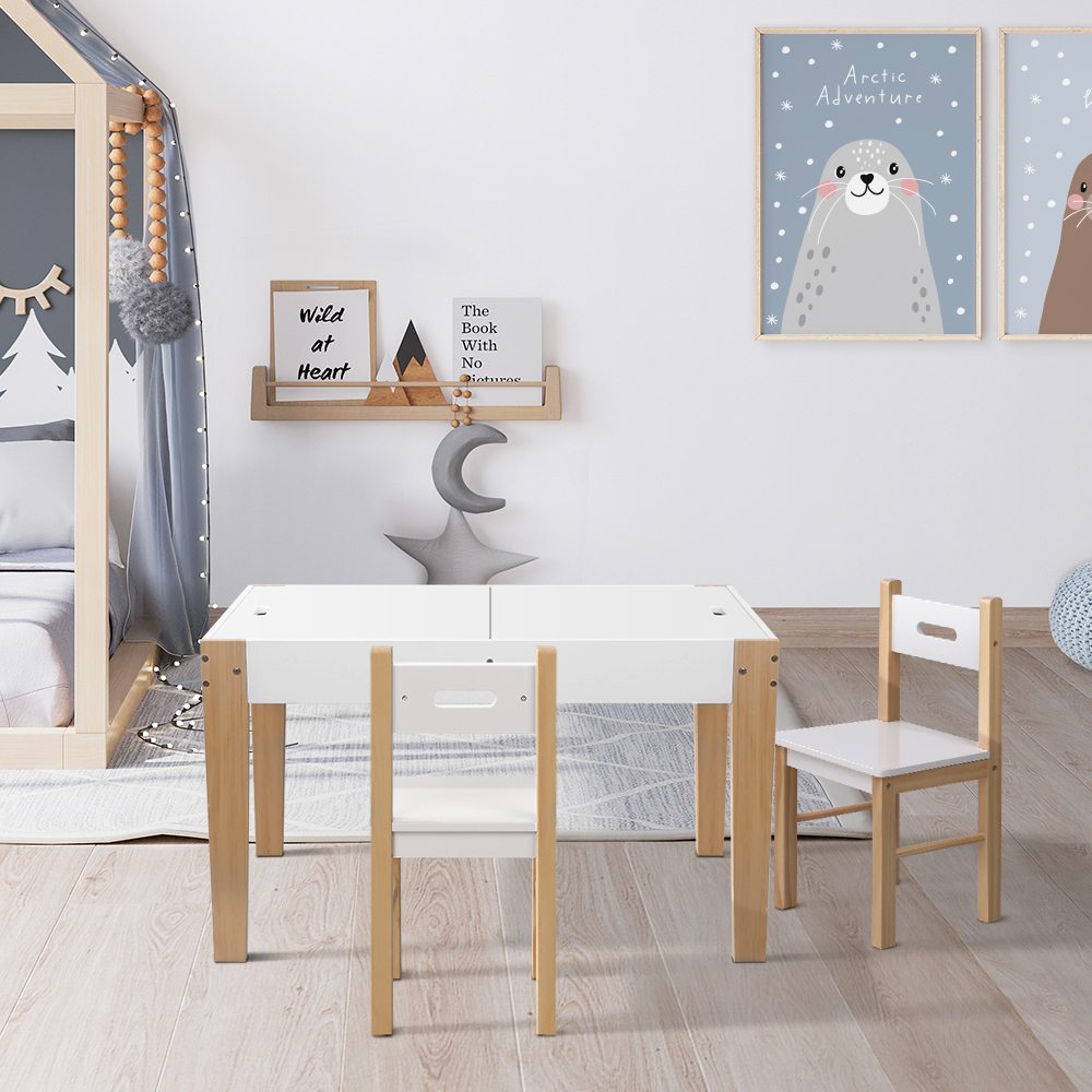 Keezi 3-Piece Kids Table and Chairs Set with Flip Chalkboard