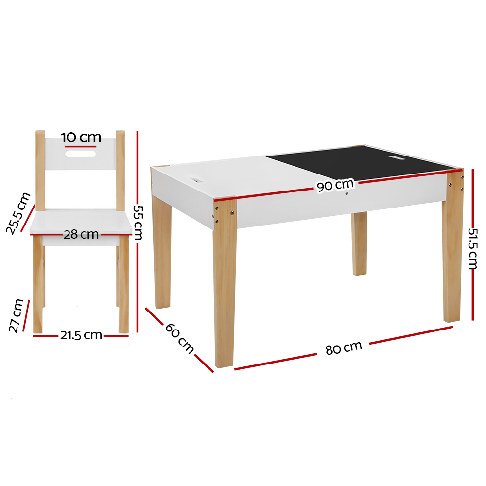 Keezi 3-Piece Kids Table and Chairs Set with Flip Chalkboard view 2