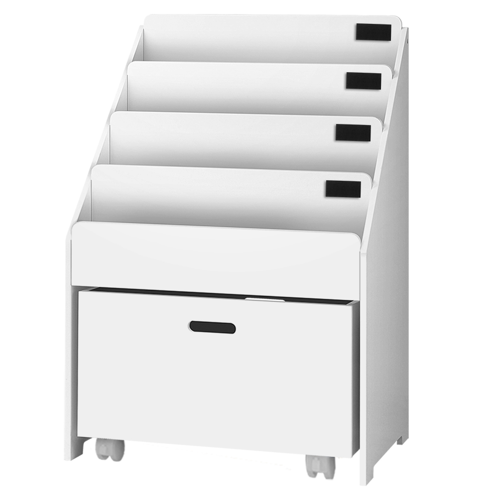 Keezi 4-Tier Kids Bookshelf with Storage Drawers and Display view 3
