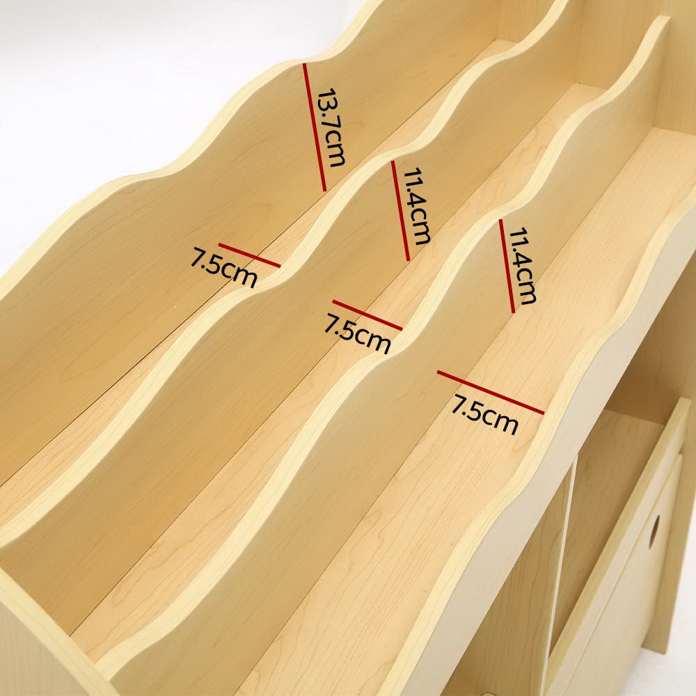 Keezi 3-Tier Kids Bookshelf with Toy Storage Boxes view 5