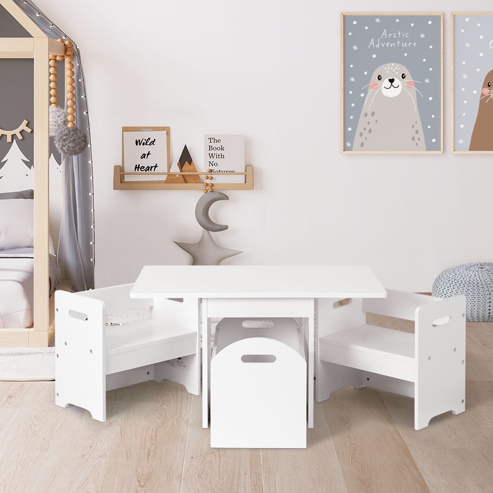 Keezi 3-Piece Modular Kids Table and Chairs Set