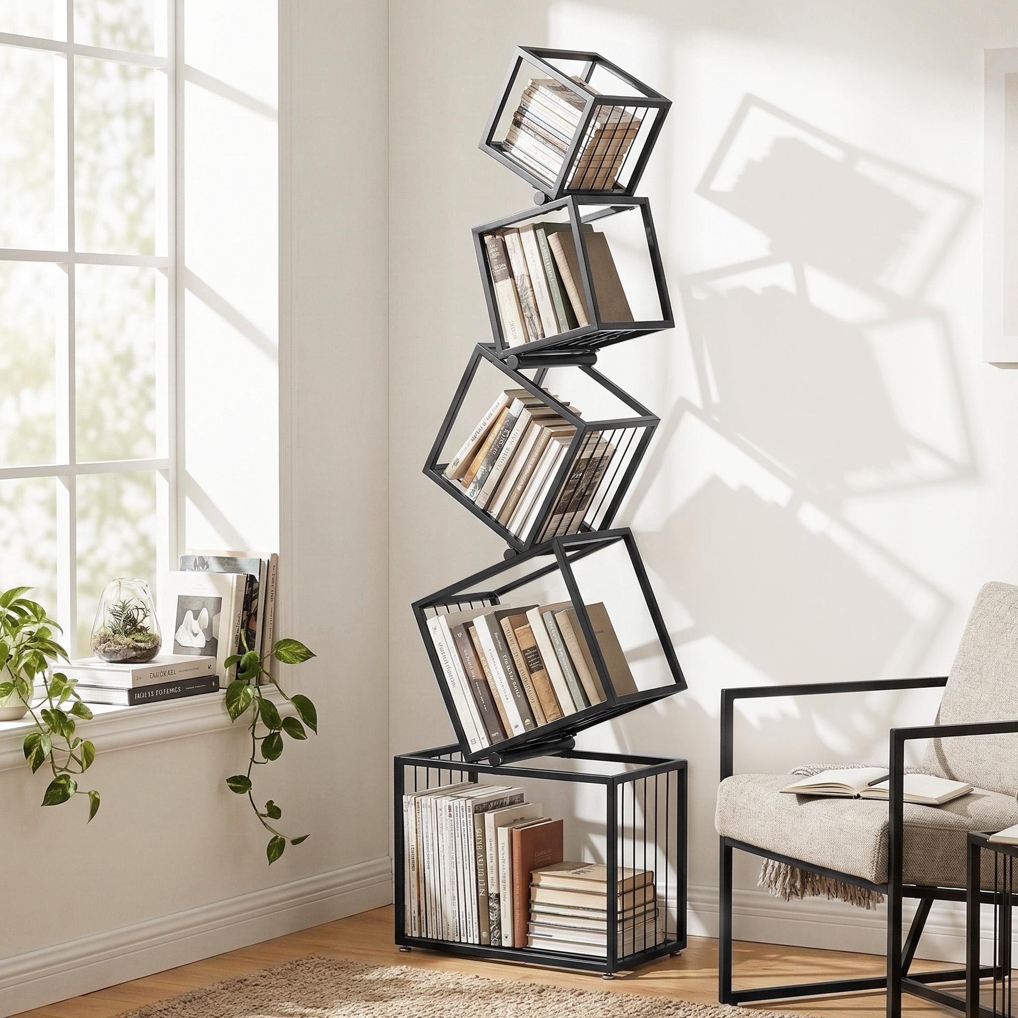 Artiss 5-Tier Metal Geometric Display Shelf Black