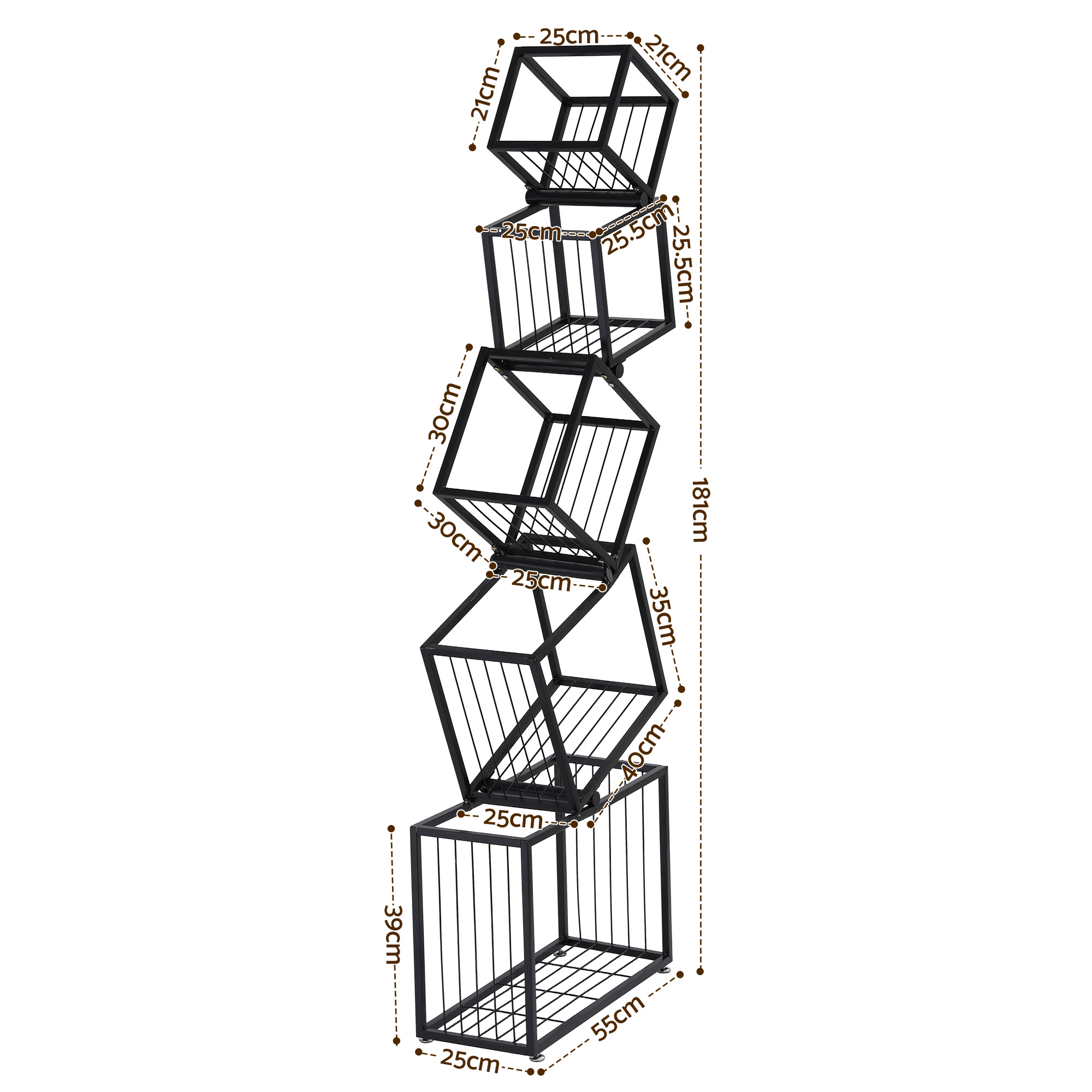 Artiss 5-Tier Metal Geometric Display Shelf Black view 3