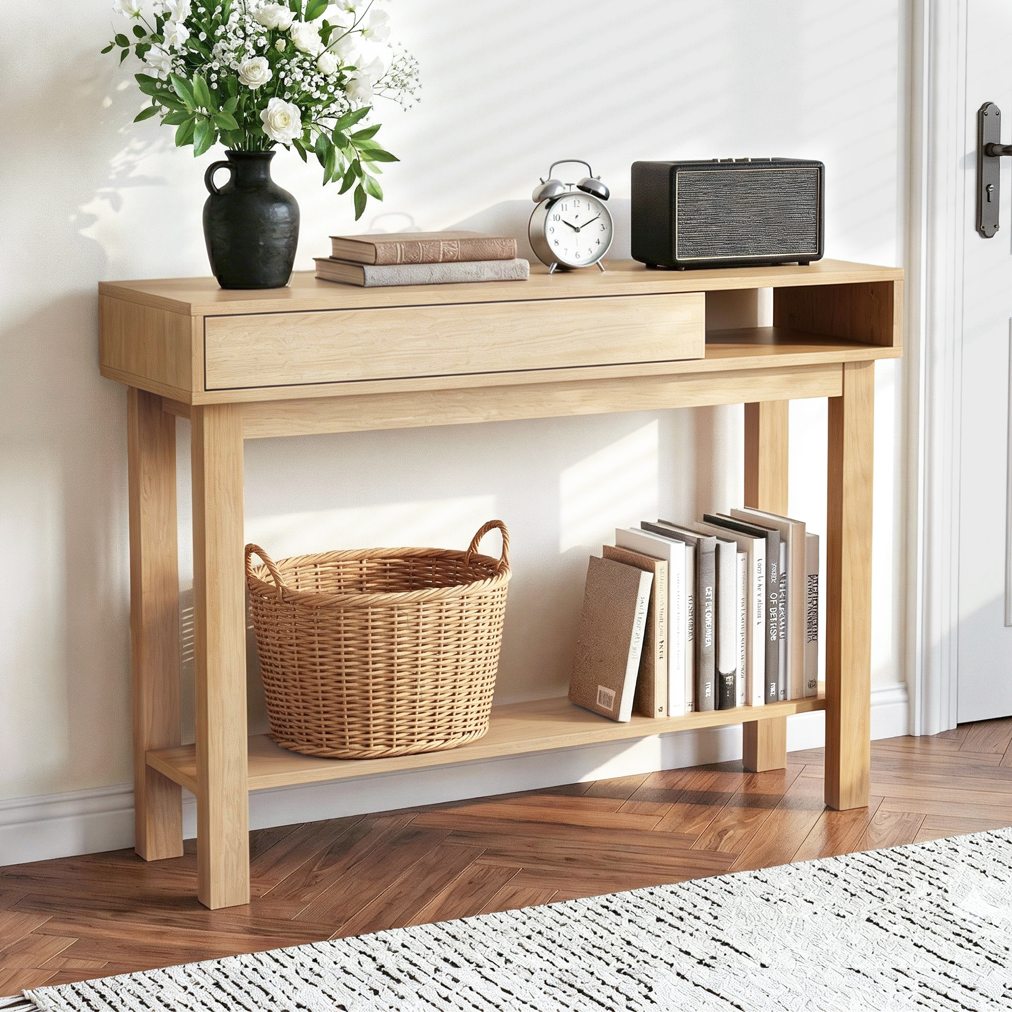Artiss Wood Console Table with Drawer 100cm