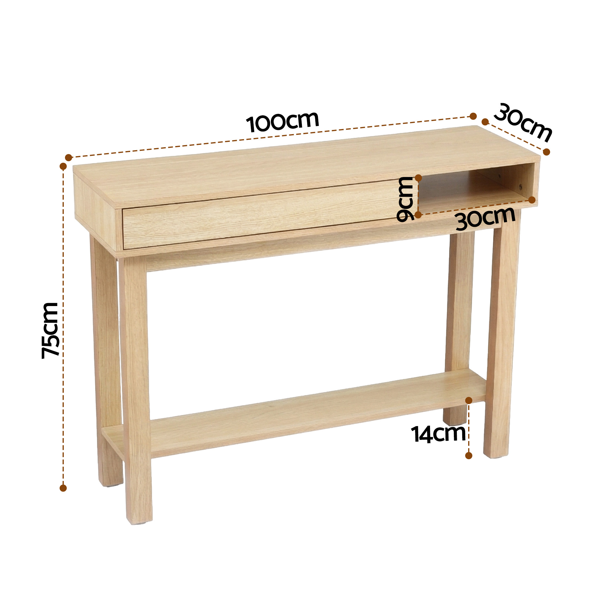 Artiss Wood Console Table with Drawer 100cm view 3
