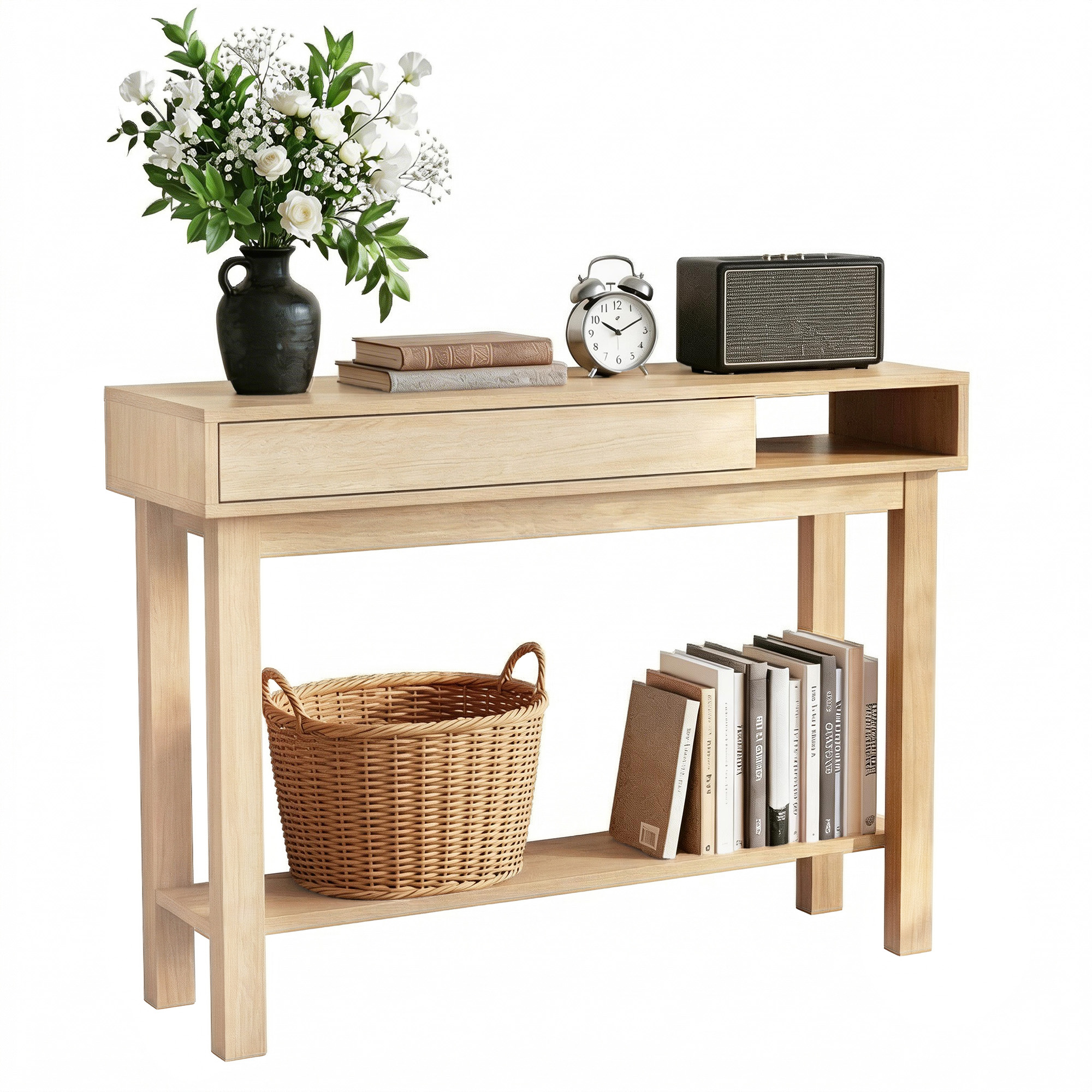 Artiss Wood Console Table with Drawer 100cm view 5