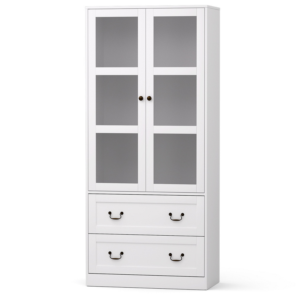 Artiss 180cm Buffet Sideboard, Clear Door Hutch