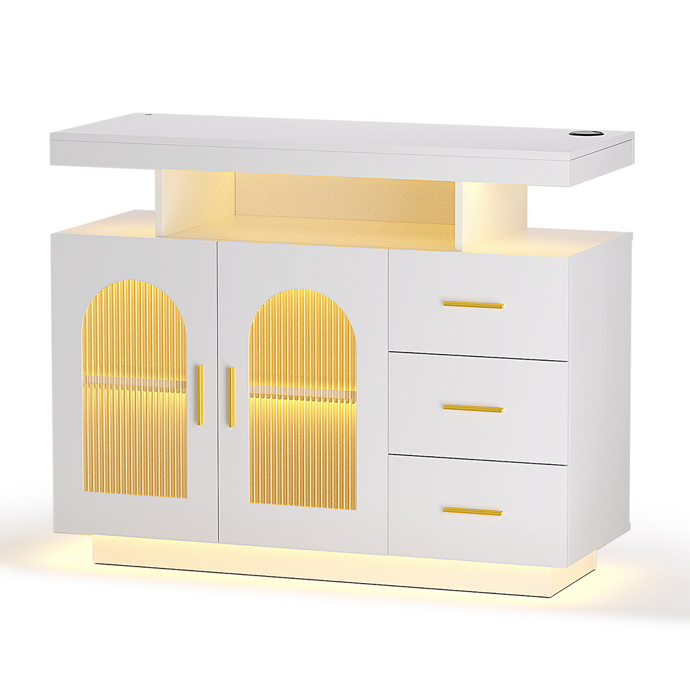 Artiss LED Buffet Sideboard, Clear Door Cabinet