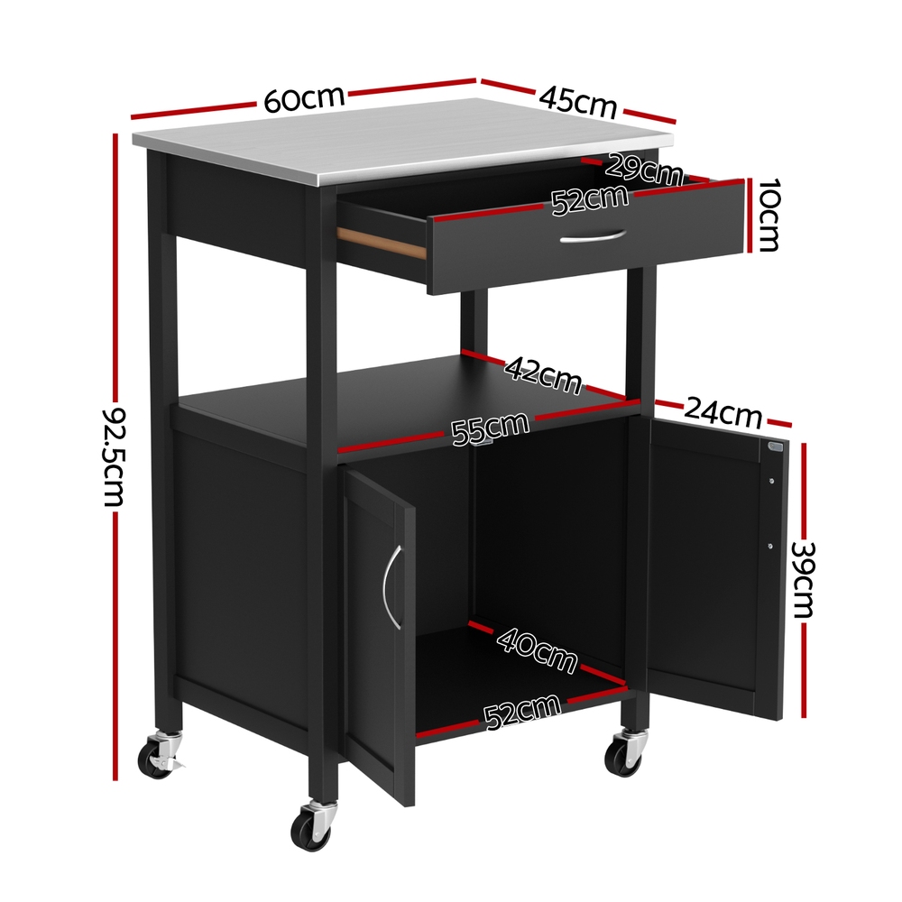 Artiss Kitchen Island Trolley Cupboard 60cm in 2 Colours view 3