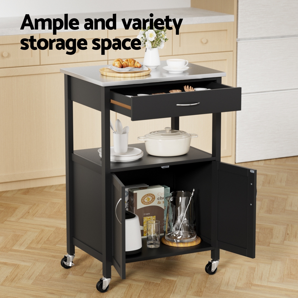 Artiss Kitchen Island Trolley Cupboard 60cm in 2 Colours view 5