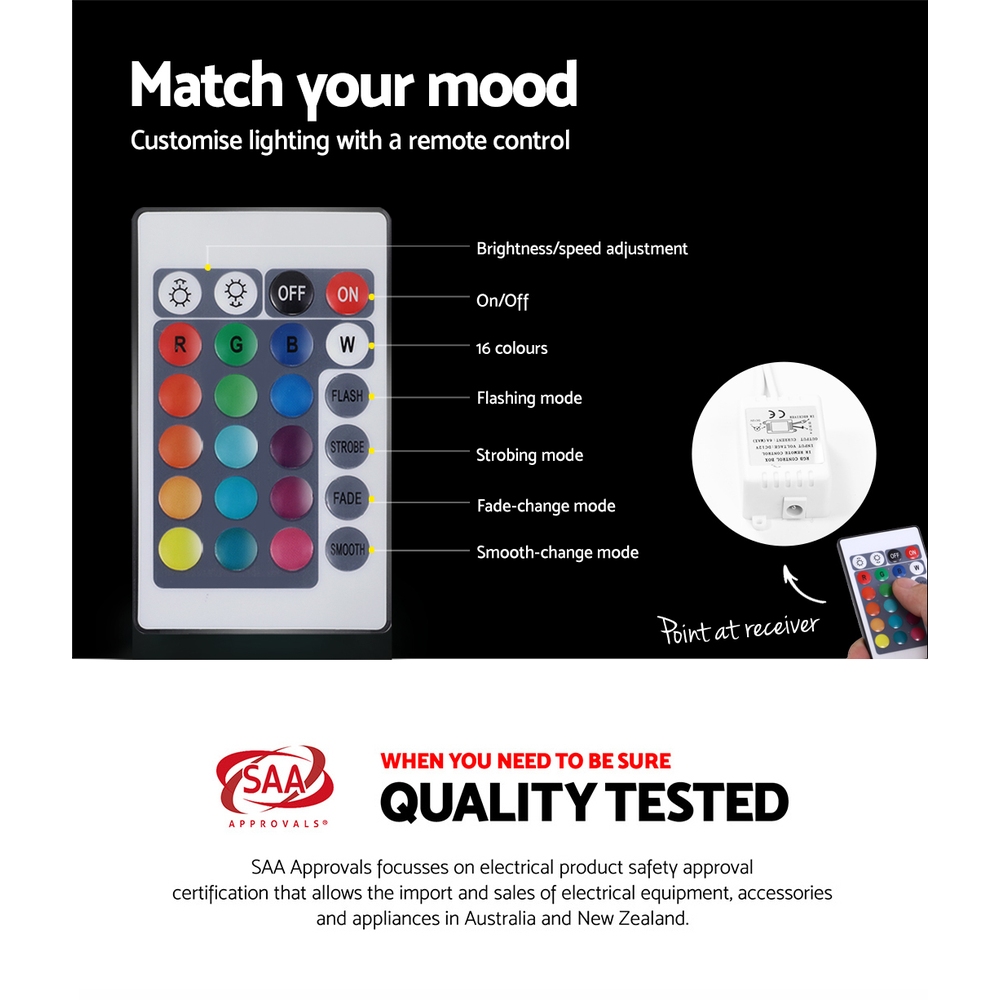 Artiss HERES LED Bedside Table, Black, Single or Set of 2 view 5