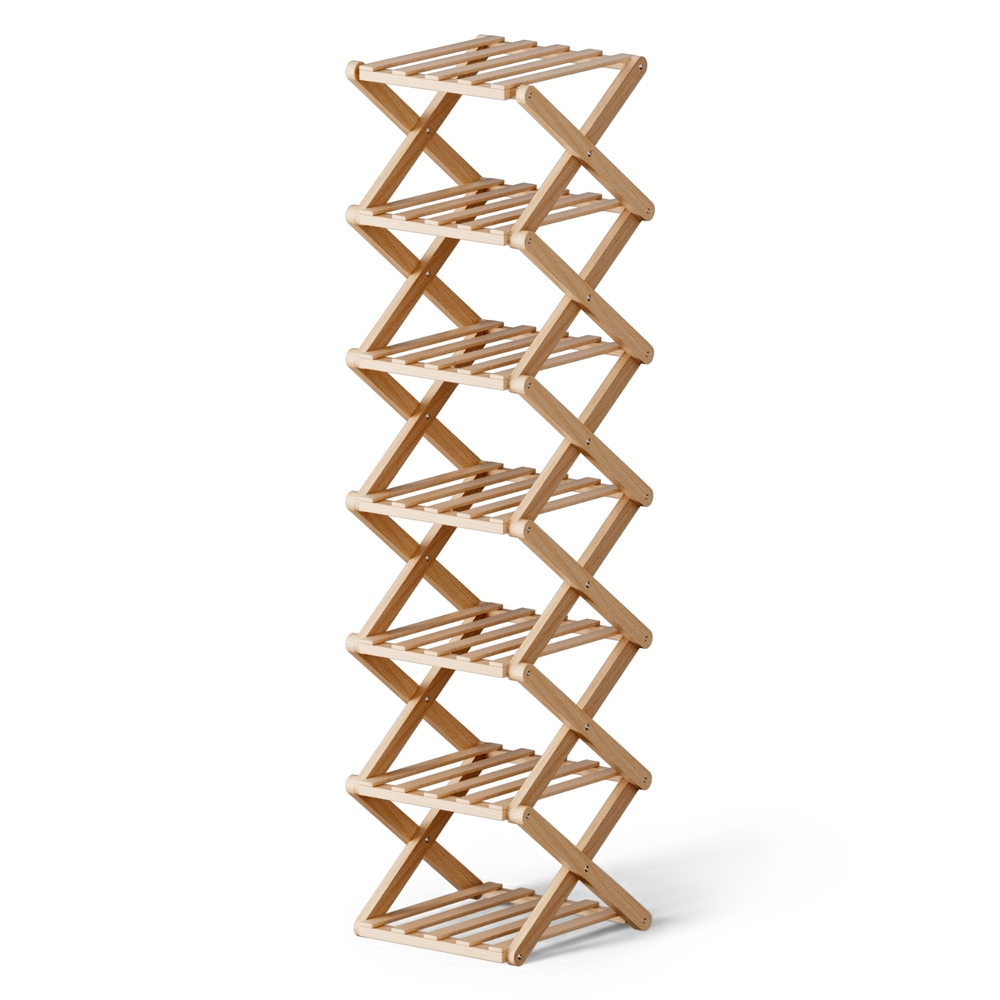 Artiss 7 Tier Bamboo Foldable Shoe Rack view 4