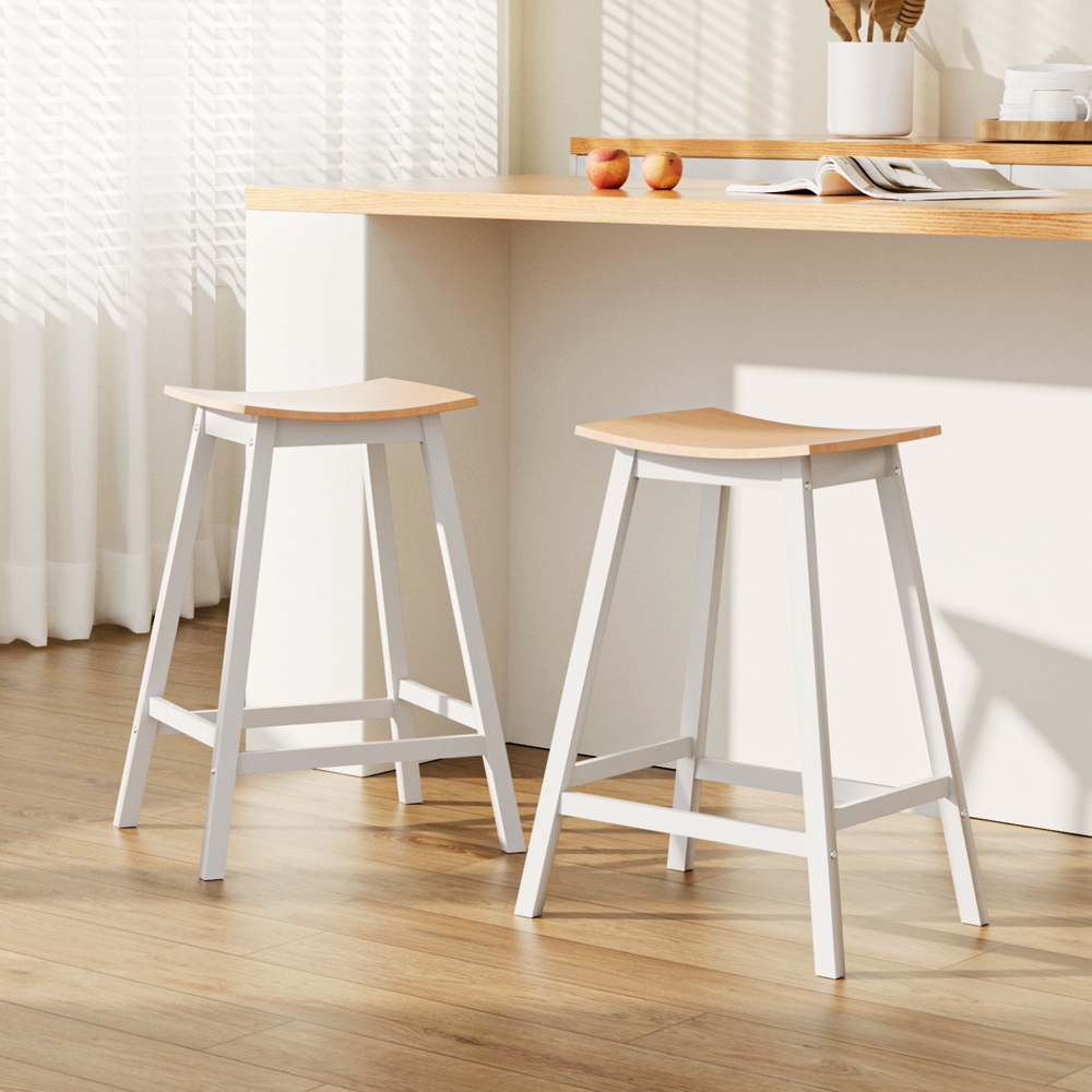 Artiss Ari Oak Bar Stools Saddle Seat