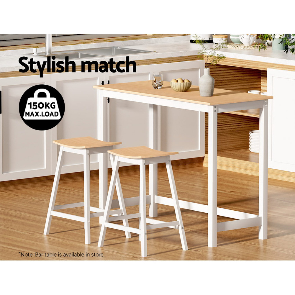 Artiss Ari Oak Bar Stools Saddle Seat view 4