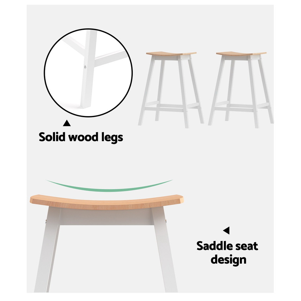 Artiss Ari Oak Bar Stools Saddle Seat view 5
