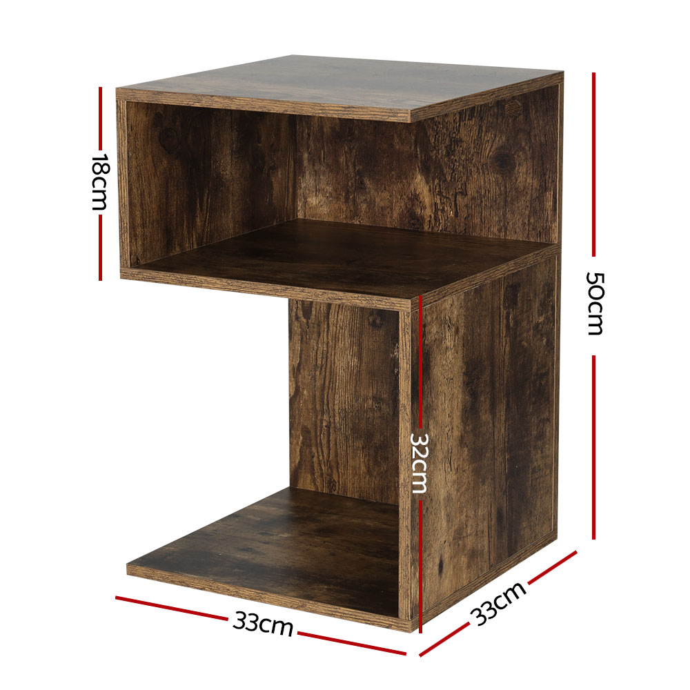 Artiss Umeni Bedside Table Shelf Rust Oak view 2