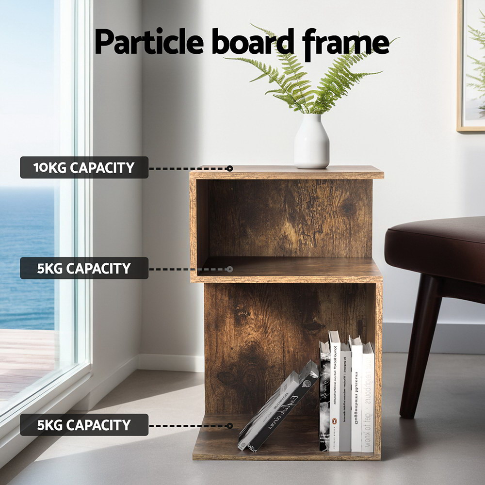 Artiss Umeni Bedside Table Shelf Rust Oak view 5